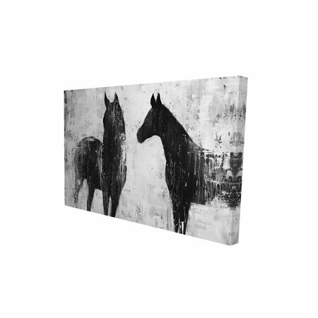 FONDO 12 x 18 in. Black & White Horses-Print on Canvas FO2791183